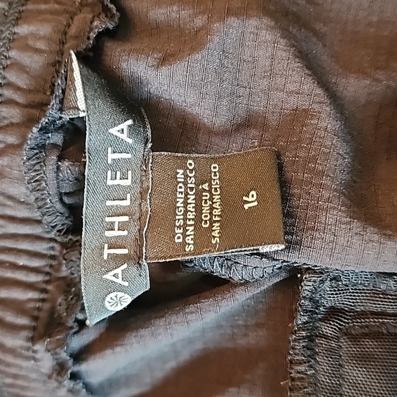 Athleta black nylon drawstring waist zipper ankle wider leg pants 16 - Picture 12 of 15